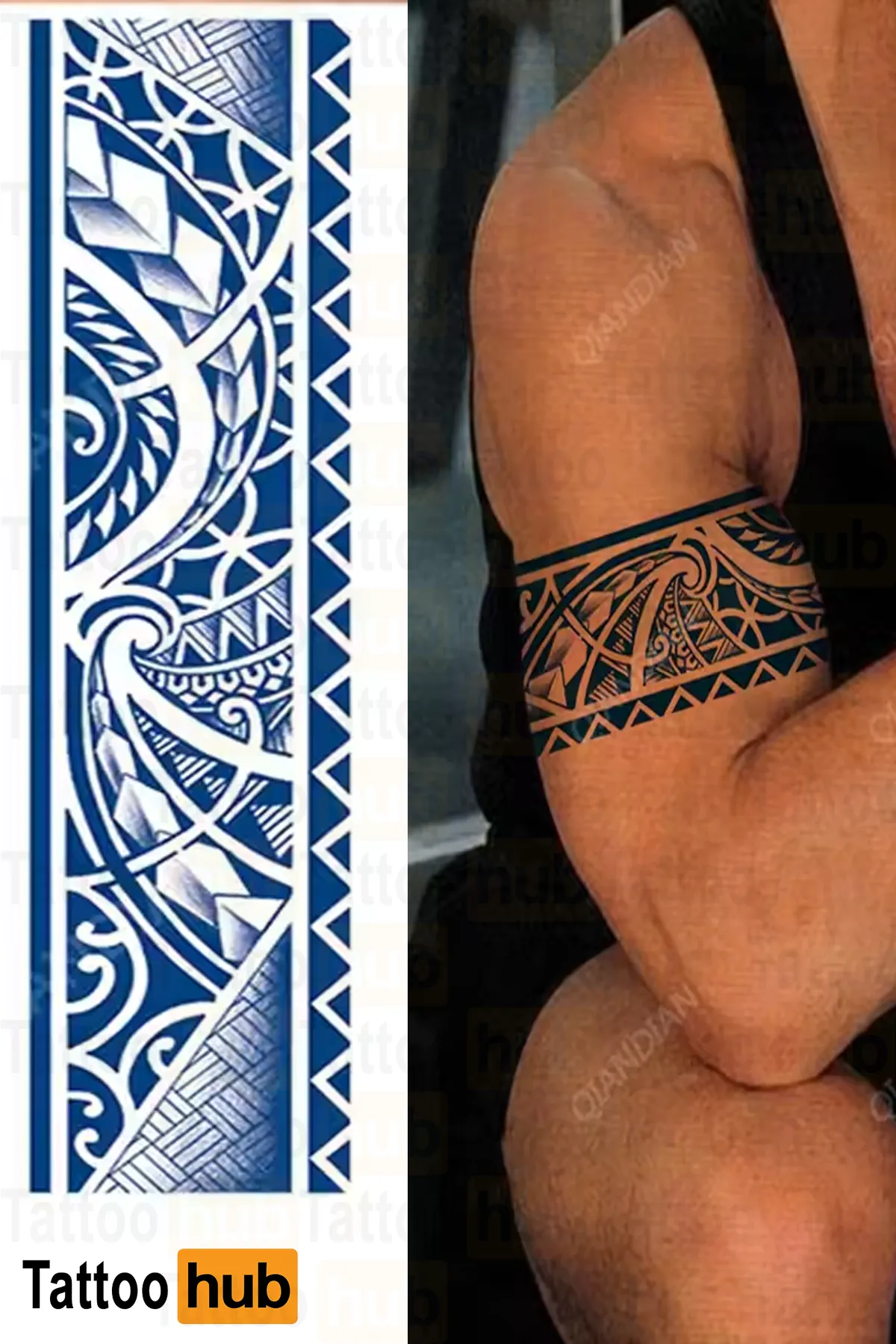 maori geometrik yari kalici þerit dövme 
